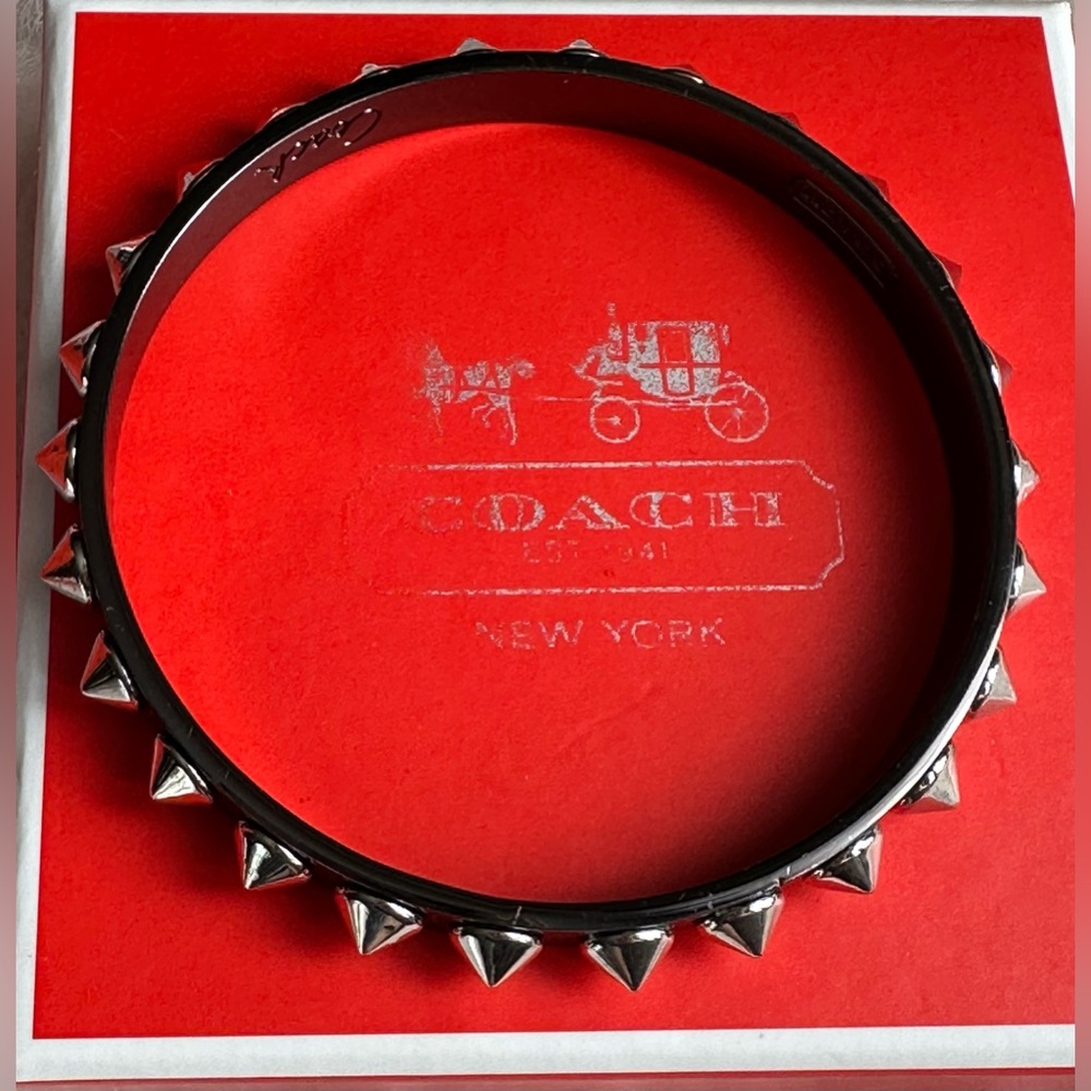 Coach Black and Silver Pyramid Stud Jewelry